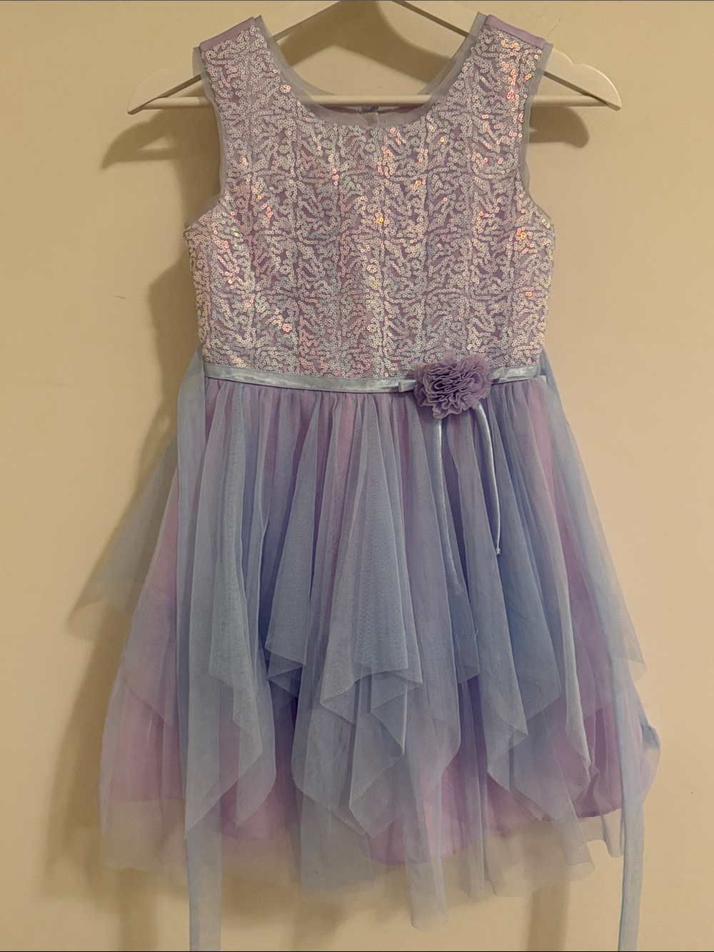 Jona Michelle Lilac Blue Girls' Layered Tulle Party Dress